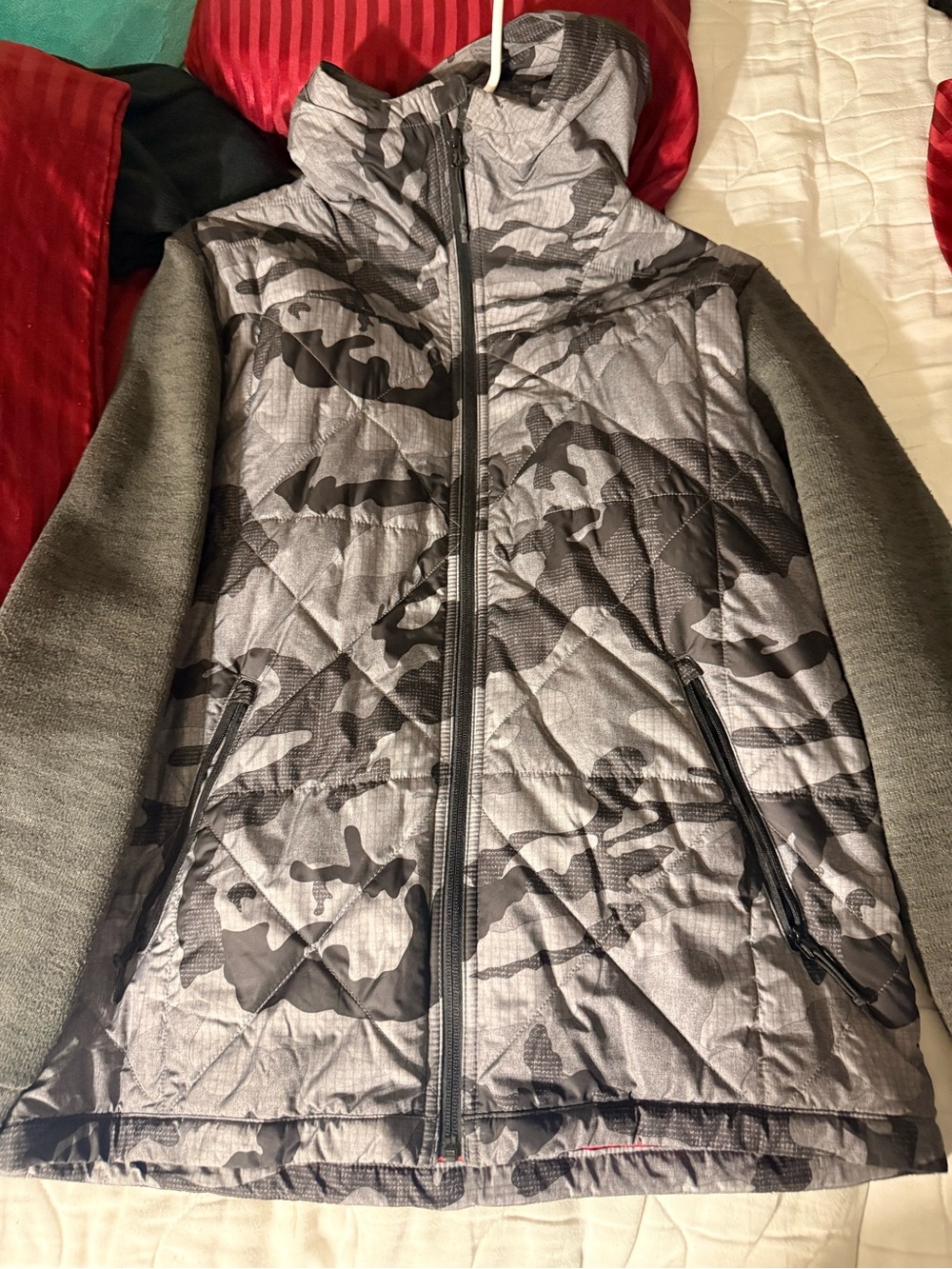 The North Face Red Insulated Jacket with Black Logo